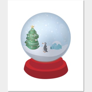 Snow Globe Penguin Posters and Art